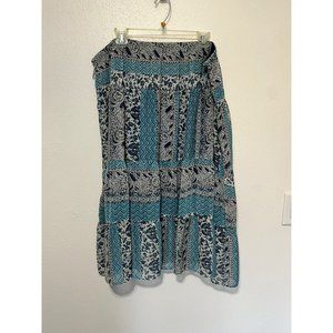 Dress Barn Peasant Skirt Elastic Waist Blue and White Pattern Womans 22/24